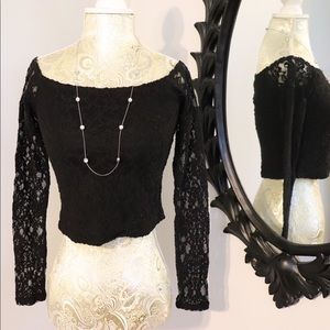 {Kimchi Blue} black lace crop top